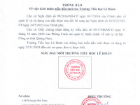 Thông báo mẫu dấu Trường TH Lê Hoàn
